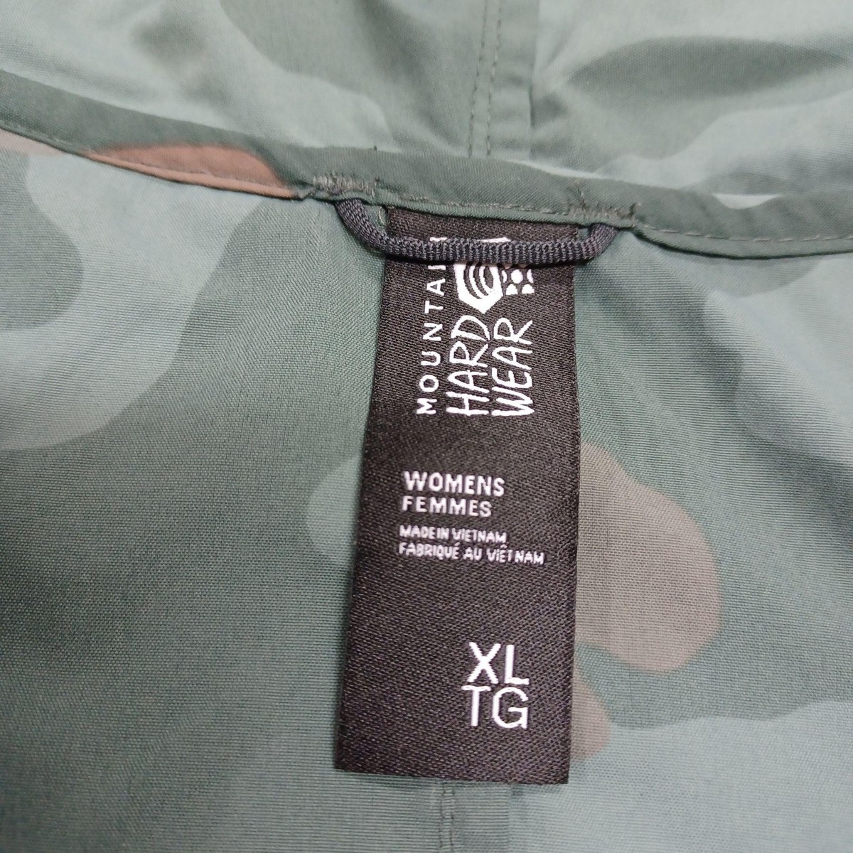 Mountain Hardwear Echo Lake Hoodie Womens Extra Large Green Brown Camo 1/2 Zip View 3