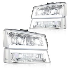 For 03-06 Chevy Avalanche 5.3l Chrome Led Drl Headlights Bumper Lamps Leftright