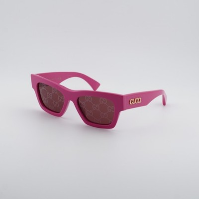 New Gucci GG1835S 004 Shiny Fucsia/Red with GG Pattern Mirror 52-18-145 Sungl...