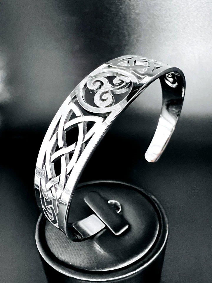 Kelten Armreif Edelstahl Triskele Knoten Armband Damen Herren Wikinger Biker 92 - Bild 4 von 4