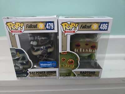 Pop! Games Fallout 76 T-51 Power Armor , Rad Toad Lot Of 2 Vault Tech Paint