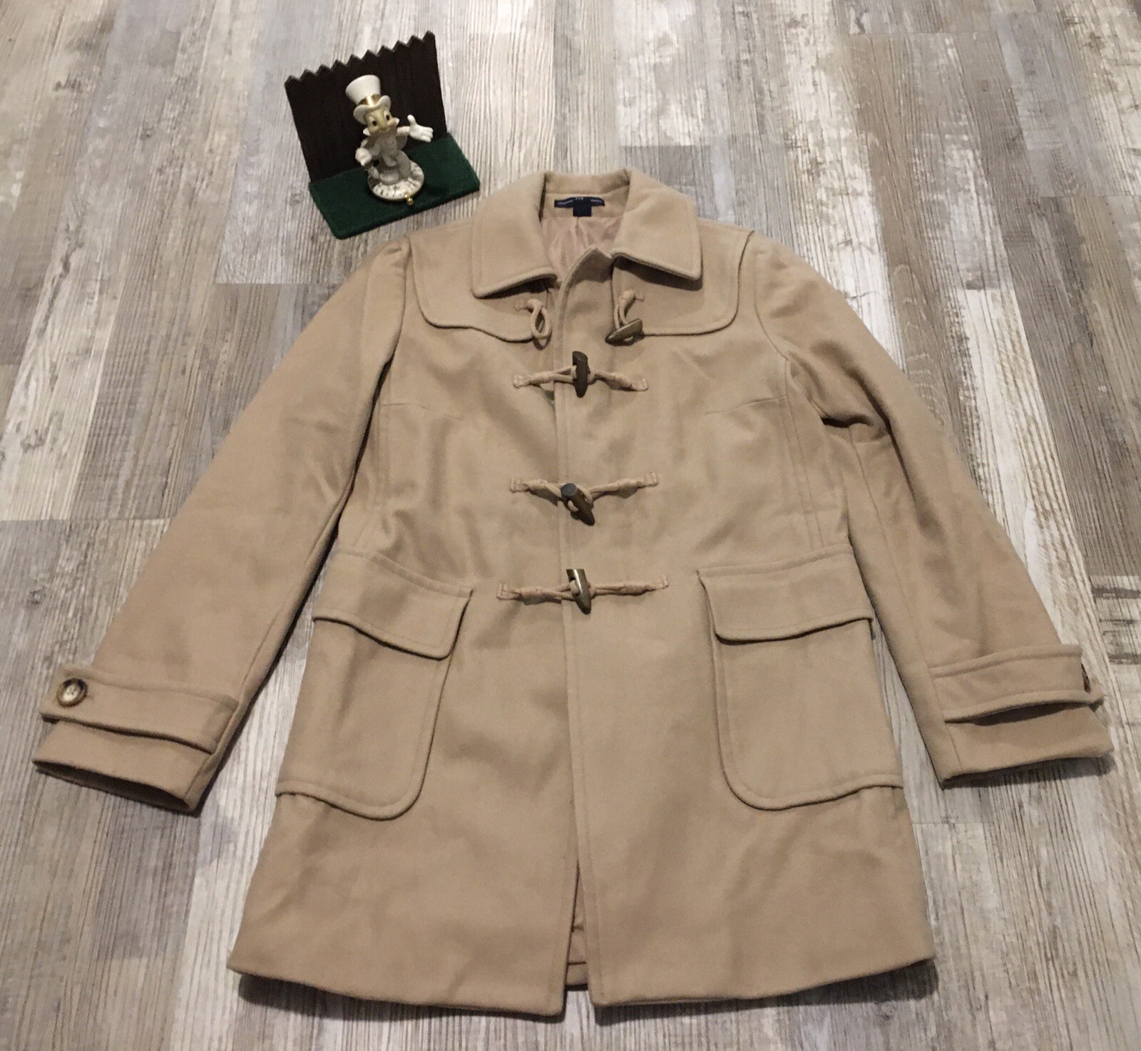 Gap Beige Wool Blend Toggle Button Down Coat With… - image 1
