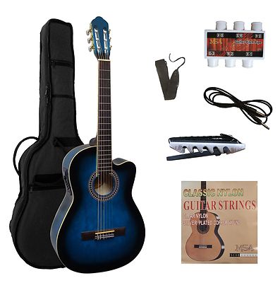 Konzertgitarre - 4/4 mit Tonabnehmer (4-Band EQ) Cutaway + SET (Tasche,Band,Zub)