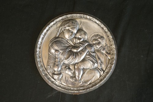 bassorilievo Madonna della seggiola Raffaello Sanzio peltro argentato grand tour - Picture 18 of 24