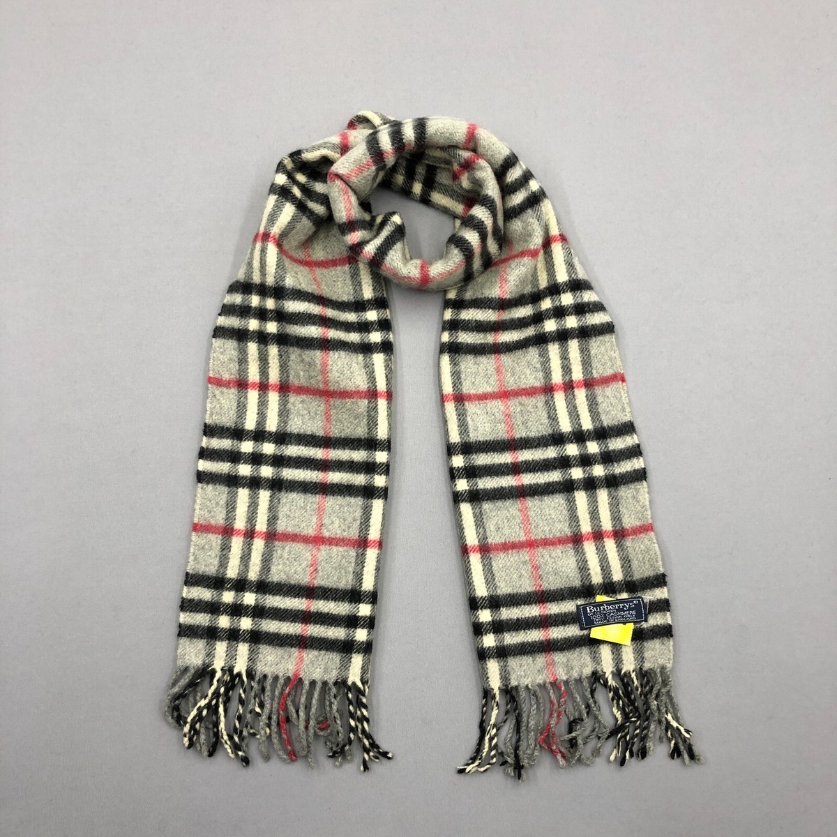 Burberry★素敵!Wool Vintage Nova Check Scarf Muffler Burberry Cashmere Scarf Classic Gray Muffler Vintage Nova