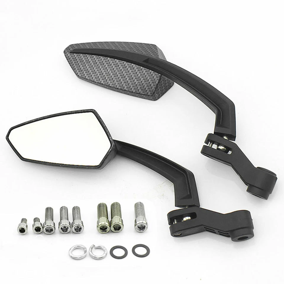 Motorcycle Carbon Rearview Mirrors For Honda Scooter Suzuki Yamaha Cruise 8-10MM - Image 4 of 4