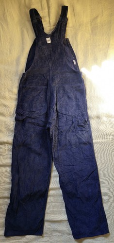 DIE LATZHOSE der USA LEE original Kord WORKER Latzhose Navy Blue 70er BAGGY NOS - Bild 2 von 18