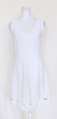 Blanco By Nature Sleeveless V Neck Cut Out Sundress Size Small White 100% Cotton
