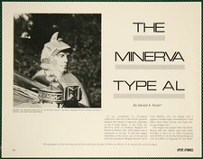 Minerva 1929 to 1934 Type AL Automobiles Belgium Vintage Pictorial Article 1973