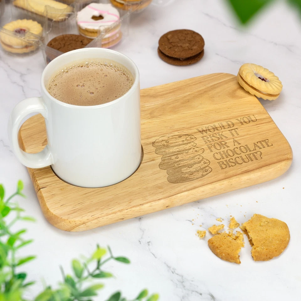 Personalised Biscuit Style Custom Engraved Wooden Tea & Biscuit Board Gift - Image 3 of 4