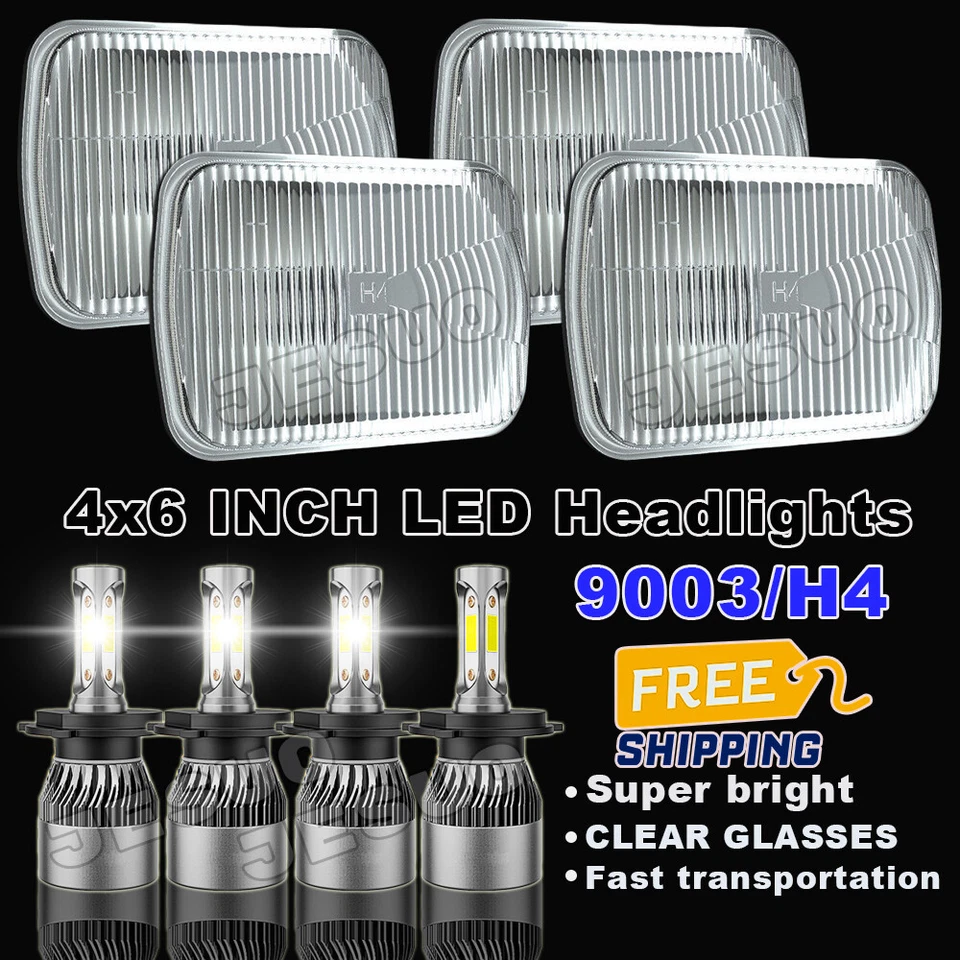 4PC 4x6" Inch LED Headlight For Chevrolet V10 V20 V30 R10 R20 Suburban 1987 1988 Foto 4 de 4