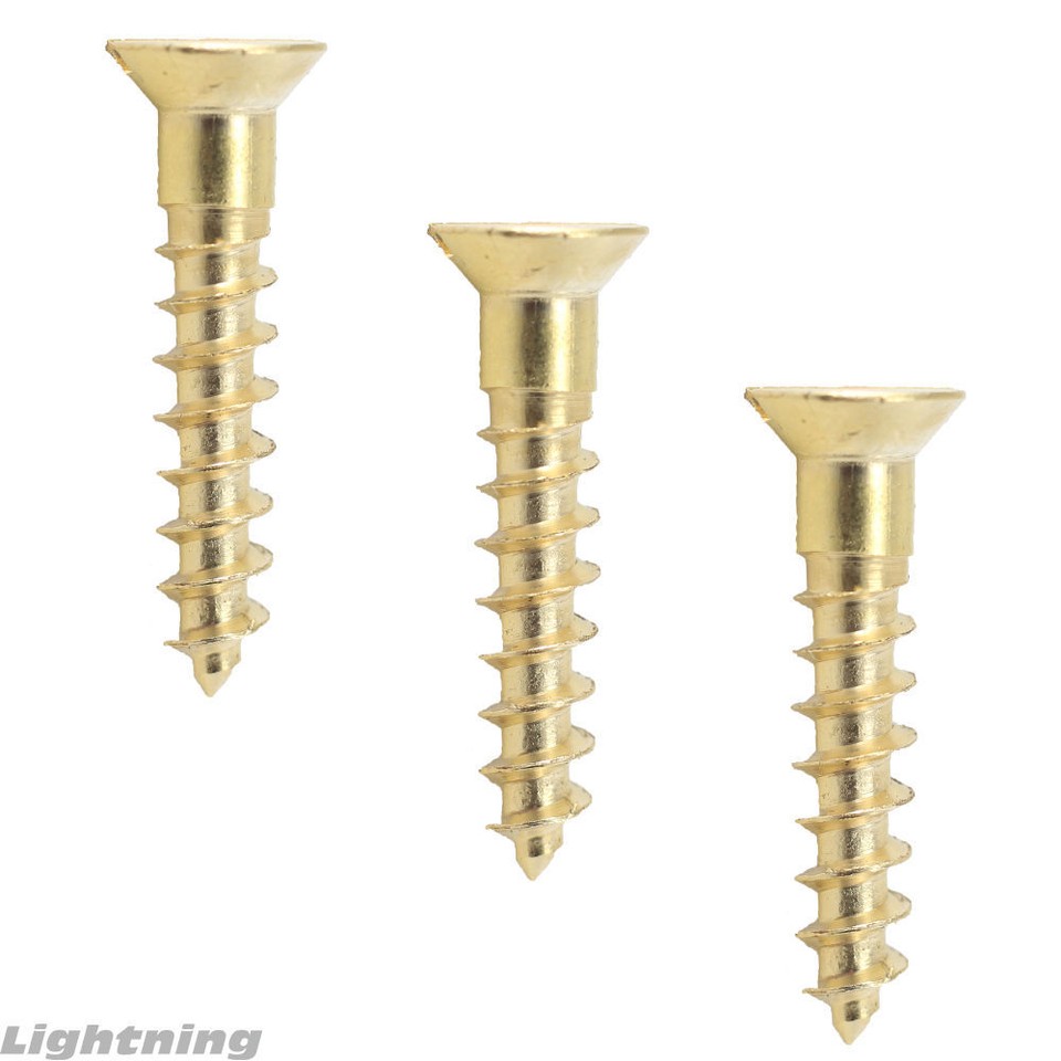 100 Viti Per Legno A Testa Piana In Ottone Massiccio, Filettatura #6 X 5/8 Pollice, Fastenere