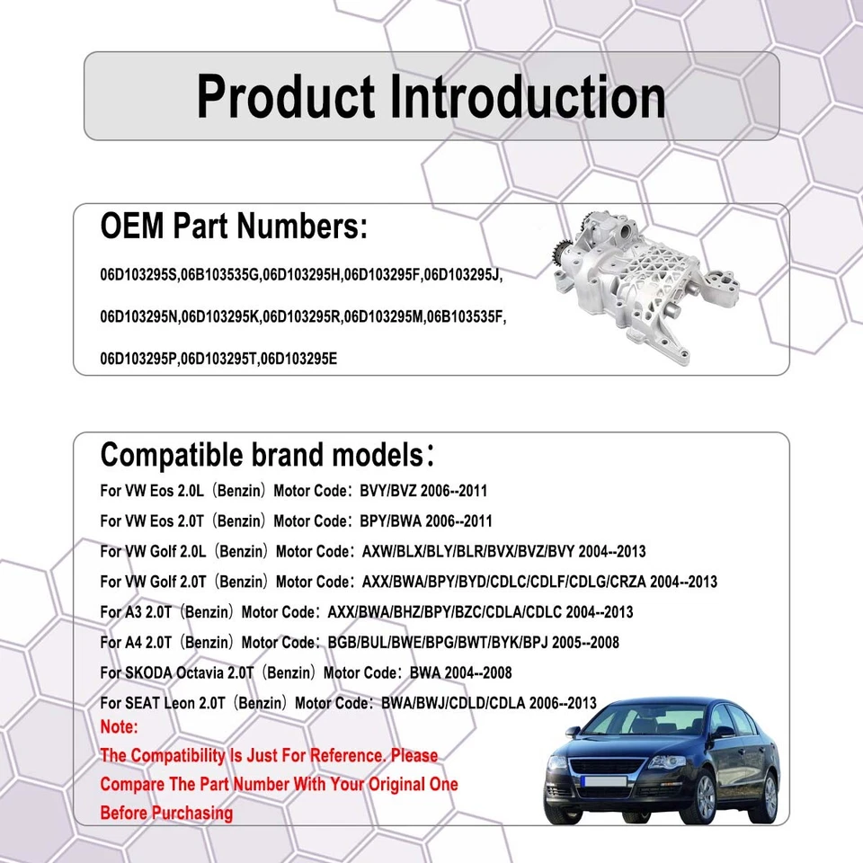 Ölpumpe Ausgleichswelle 06B103535G for VW Golf Skoda Octavia Seat A3 2.0T - Bild 4 von 4