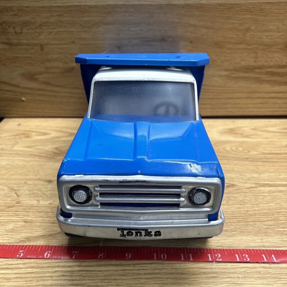 Tonka 自卸施工卡车 - 压钢 - 美国 - 阅读!! 蓝色带活塞 — 第 4/4 张图片