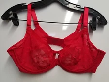 CURVY COUTURE Smooth Lace Unlined Bra 1362B Sz 38C - Diva Red