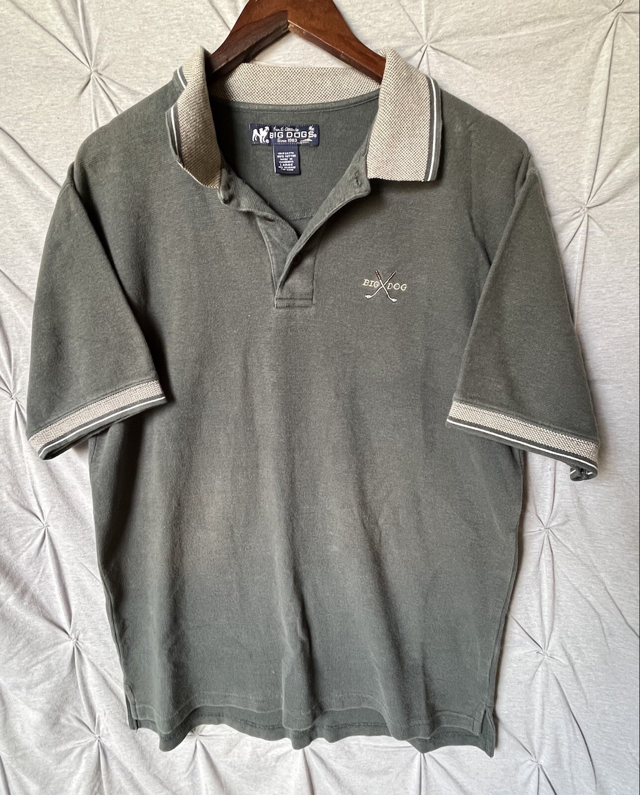 Vintage Big Dog Golf Green Polo Shirt Size Men’s Large Gem