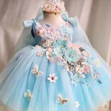 Girls Butterfly Dress Princess Flower Elegant Soft Wedding Dresses Lopita