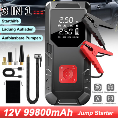 AUTOPUMPE AUTO KFZ STARTHILFE JUMP STARTER 12V LADEGERÄT BOOSTER POWERBANK PKW