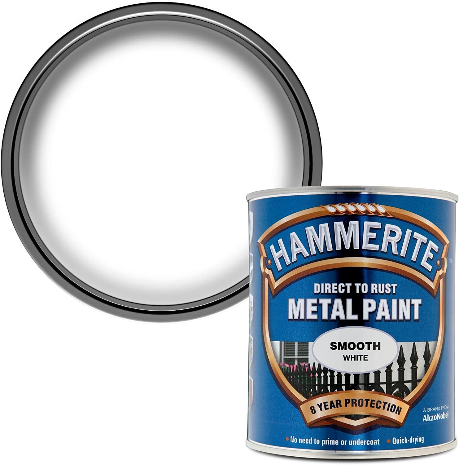 Hammerite - Smooth Direct To Rust Metal Paint - All Colours  All Sizes 750 white
