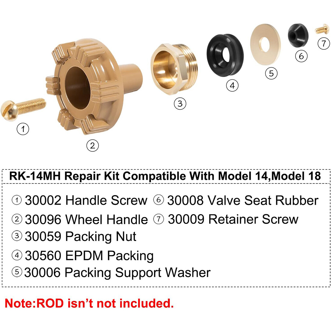 for Woodford Repair Kit RK14MH Model 14 Model 18 Outside Faucet Metal