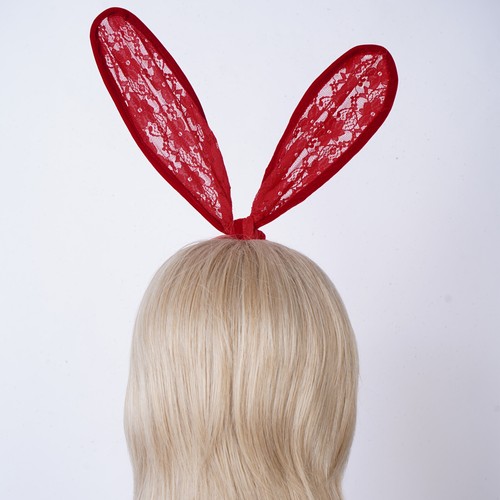 Adults Lace Sexy Rabbit Ears Hair Hoop Collar+Cuffs Plush Ball Bunny Tail Sets - Picture 37 of 52