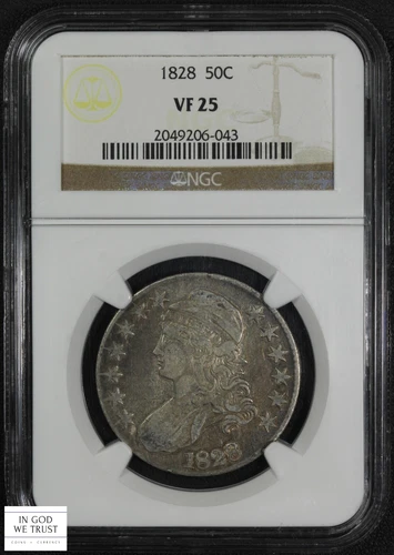 1828 Capped Bust Silver Half Dollar 50C NGC VF 25