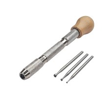 Wire Rounder Set with 3 Size Cups and Wood Top Swivel Pin Vise - Jewelry Tool