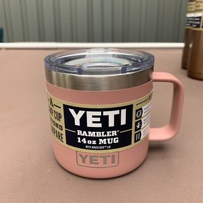 Yeti Rambler 14oz Rambler Mug Sandstone Pink with Magslide top New