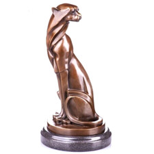 Sculpture Panthère moderne en bronze sur un socle en marbre noir d'après Milo