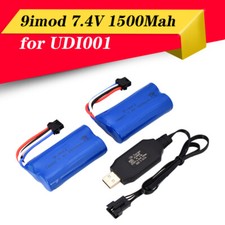 2x 7.4V 1500Mah Li-ion Battery SM-4P plug USB Charger for UDI902 UDI002 RC Boat