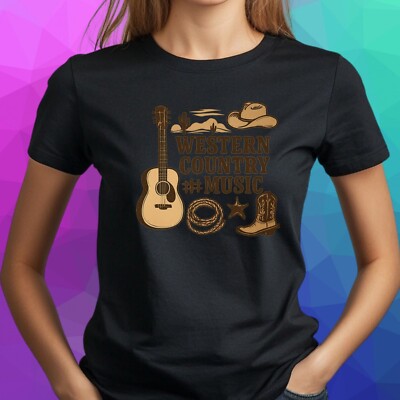 T-Shirt Western Musik   Cowboy Gitarre Motiv für Country Fans, Funshirt Geschen