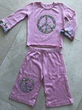 $68 NWT PINK/ TIE DYE INFANT SET W/ EMBELLIAHED PEACE AIGN SZ 6/12 MONTHS