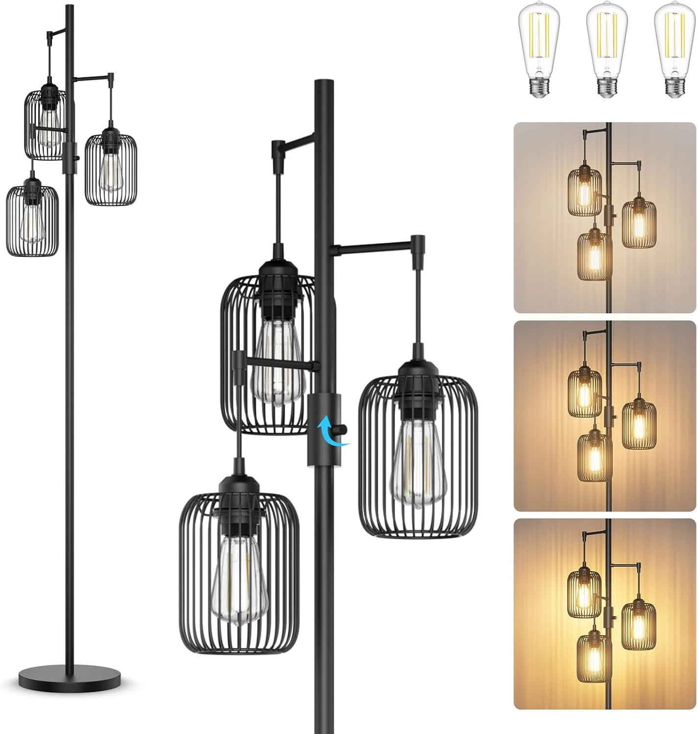 Floor Lamps for Living Room Dimmable Floor Lamp with Cage Shade 70'' Standing La