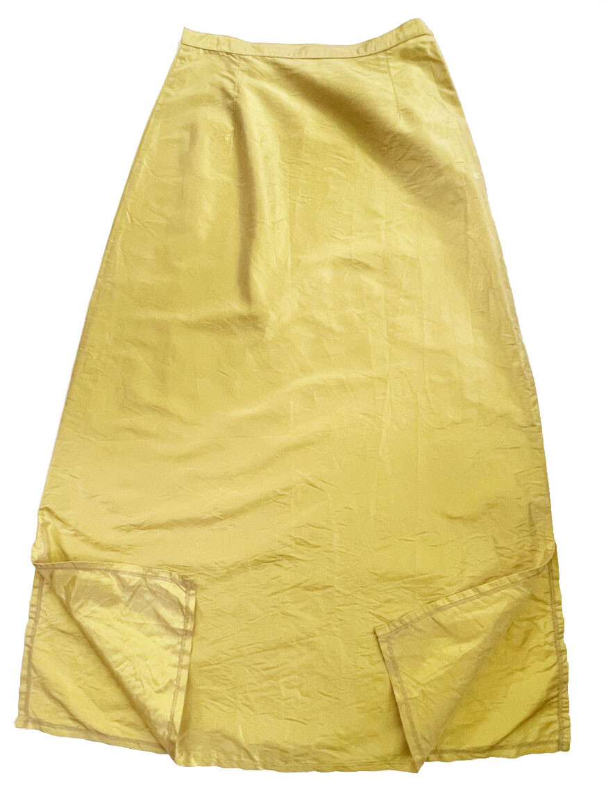 DOSA Maxi Skirt Raw Silk A-Line Iridescent Champagne Gold