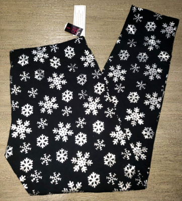 大サイズ JUNIORS LARGE 11/13 black SILVER SNOWFLAKE LEGGINGS pants NEW NWT