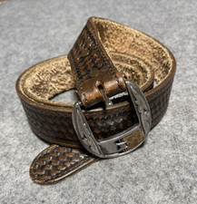 Country Western USA Buckle Top Grain Cowhide Tooled Men’s Leather Belt Size 44