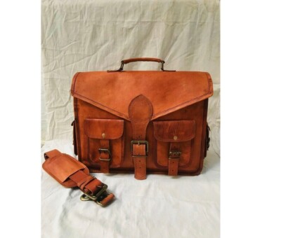 Claasic Genuine Messenger Satchel Briefcase Men's Brown Leather Vintage Bag