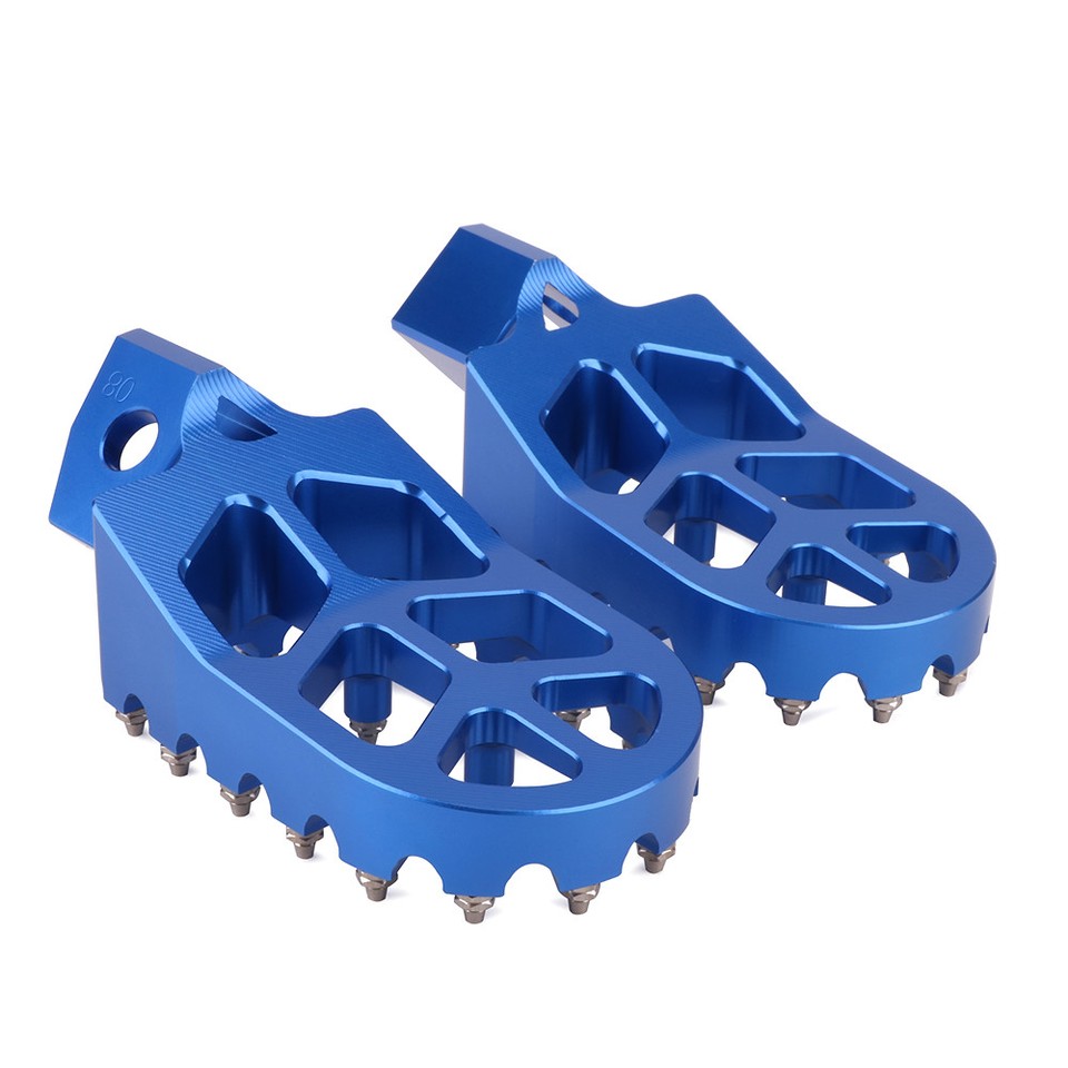 Pedales De Pie CNC De Aluminio Anodizado Azul Para Yamaha YZ80 YZ125 YZ250 XT250 WR200/250