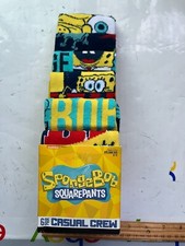 Spongebob Squarepants 6 Pack Pair Casual Crew Socks Bioworld Shoe Size 8-12