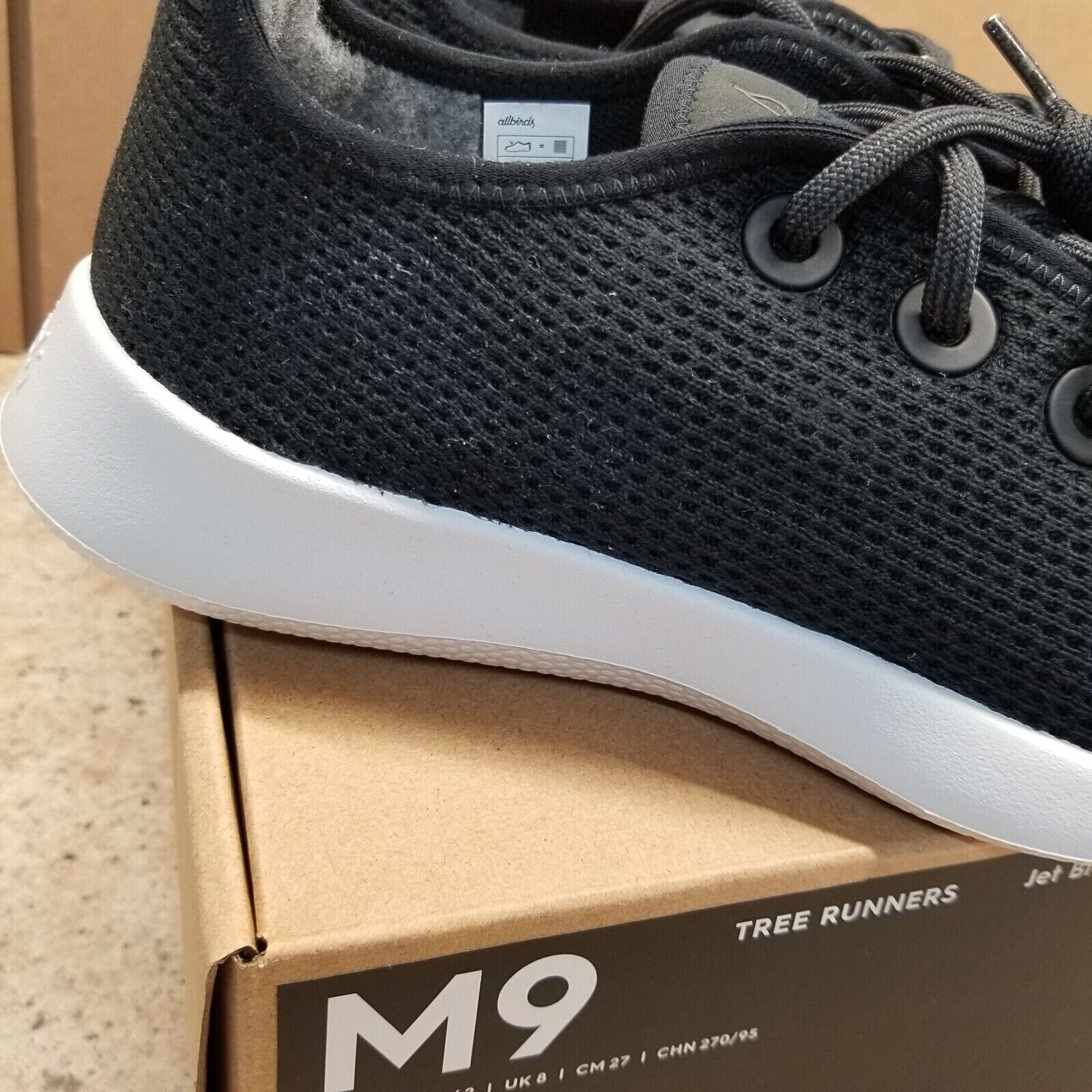 Allbirds Tree Runner Men's 9 Jet Black/White Sole NEW (Unisex W10) image 3