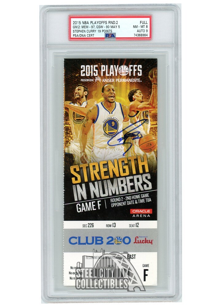 Stephen Curry Autographed Signed 2015 NBA Playoffs Round 2 Game 2 Ticket PSA 8 PSADNA 9 