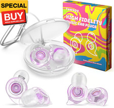 Concert Ear Plugs, 2 Pairs High Fidelity Ear Plugs for Noise Reduction with Acou