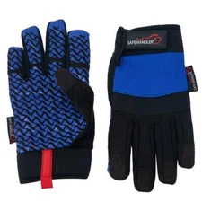 Super Grip Gloves, Textured Grip Palm, Non-Slip Texture, Blue (1 Pair)