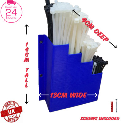 Blau Kabelbinder Halter Reißverschluss Krawatte Aufbewahrung Regal Wandhalterung Organizer Behälter UK
