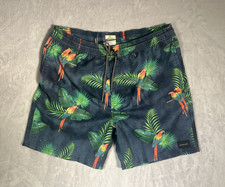 Rip Curl Lay Days Boardshorts Mens M Swim Trunks Parrot Palm Tree Tropical Surf