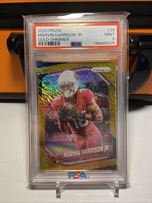 2025 Prizm Marvin Harrison Jr. FOTL  Gold Shimmer /10 PSA 9￼