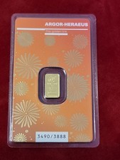 Argor-Heraeus Year of the Ox Lunar 1g 999.9 Gold Bullion Bar.