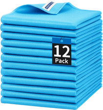 Microfiber Glass Cleaning Cloth, 12 Pack Window Glass Cleaning Rags, Reusable Li