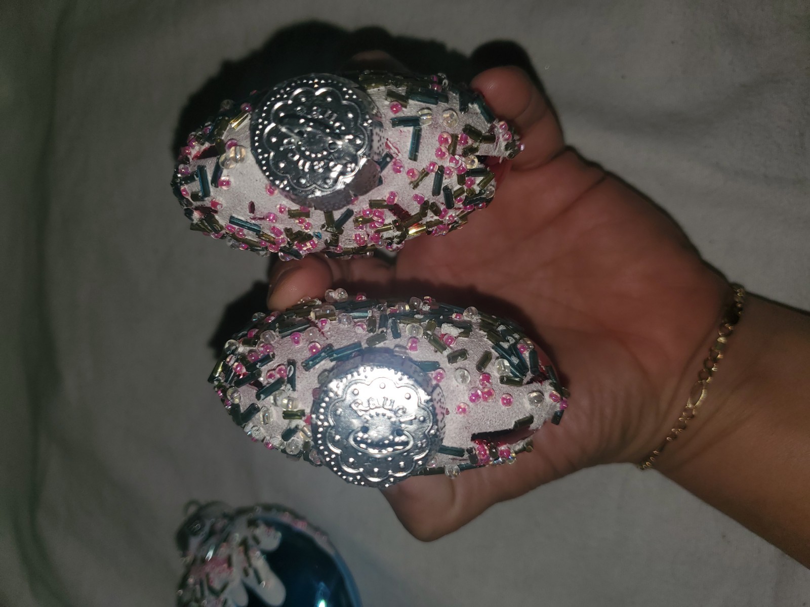 Rauch Candy Inspired Glass Christmas Ornaments Lot of 3 Pink Blue 