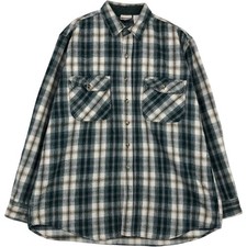 Used 90'S FIELD and STREAM Long-Sleeve Heavy Flannel Check Shirt Men's XL eq...